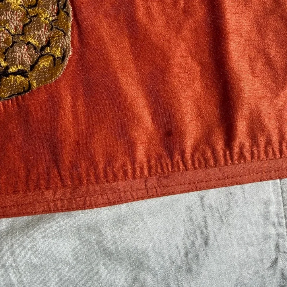 Set of 4 Pineapple Embroidered Placemats Orange and Cream Tropical Decor 16x16
